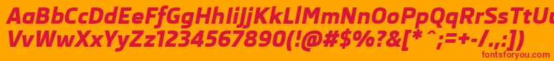 SkodaProExtraboldItalic Font – Red Fonts on Orange Background