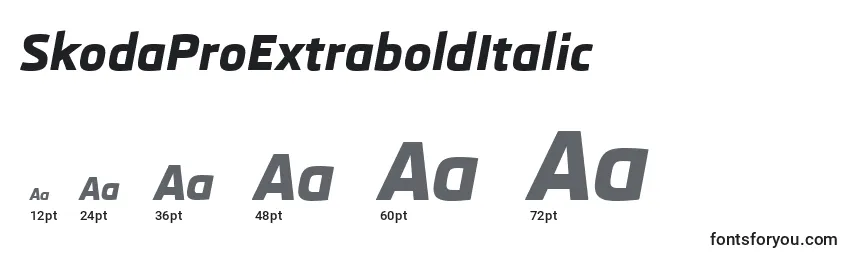 Размеры шрифта SkodaProExtraboldItalic