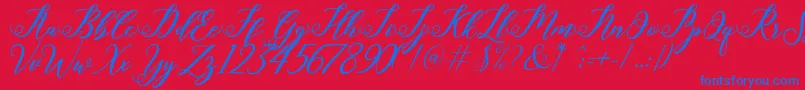 halley Font – Blue Fonts on Red Background