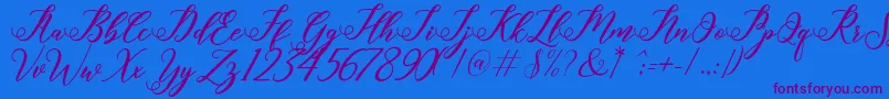 halley-Schriftart – Violette Schriften auf blauem Hintergrund