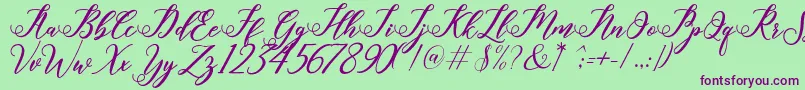 halley-Schriftart – Violette Schriften auf grünem Hintergrund