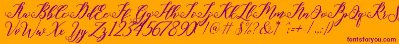 halley Font – Purple Fonts on Orange Background