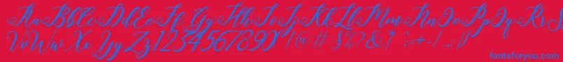 halley Font – Blue Fonts on Red Background