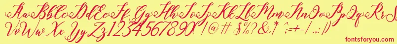 halley Font – Red Fonts on Yellow Background