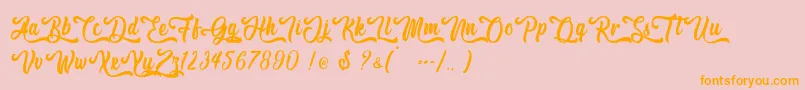 Hallo Oyster   Personal Use-Schriftart – Orangefarbene Schriften auf rosa Hintergrund