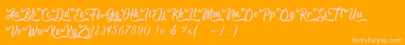 Hallo Oyster   Personal Use-Schriftart – Rosa Schriften auf orangefarbenem Hintergrund