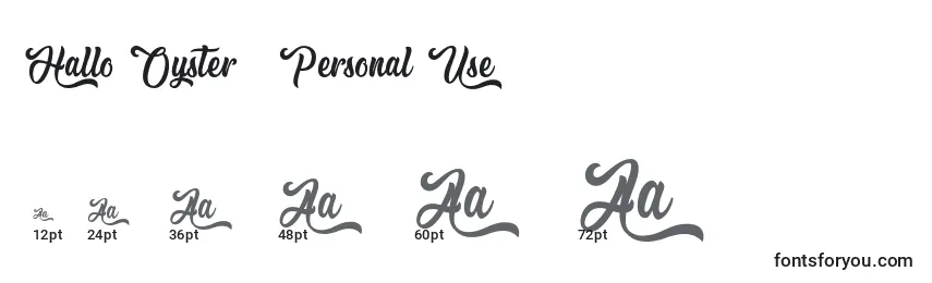 Hallo Oyster   Personal Use Font Sizes