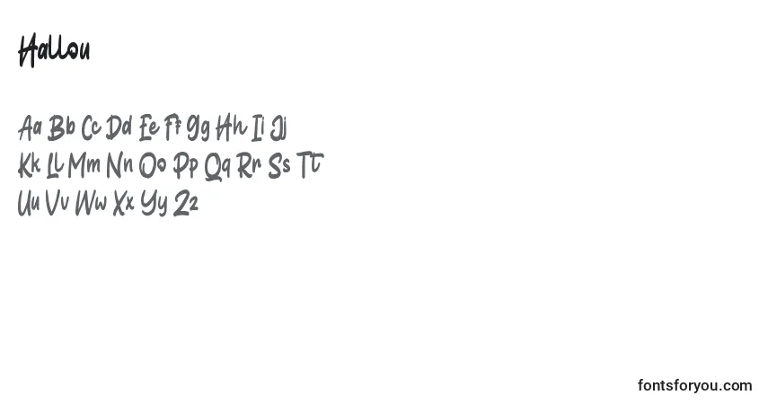 Schriftart Hallou (128884) – Alphabet, Zahlen, spezielle Symbole
