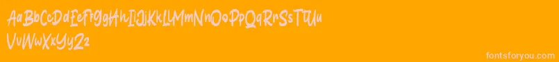 Hallou-Schriftart – Rosa Schriften auf orangefarbenem Hintergrund