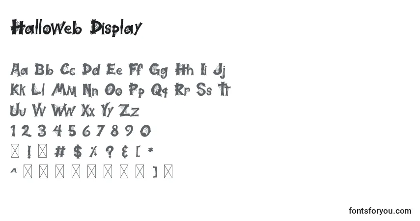 Schriftart Halloweb Display – Alphabet, Zahlen, spezielle Symbole