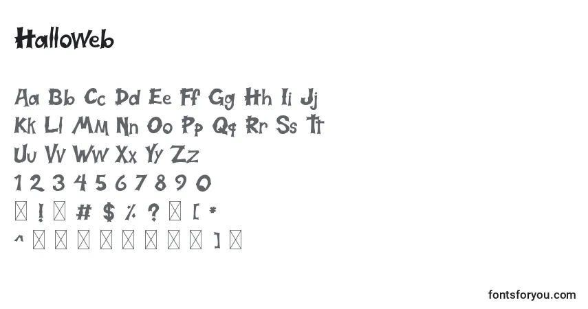 Schriftart Halloweb – Alphabet, Zahlen, spezielle Symbole