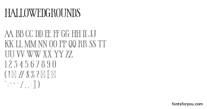 A fonte HallowedGrounds – alfabeto, números, caracteres especiais