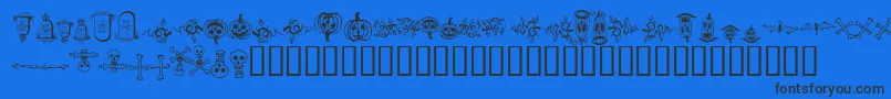halloween borders-fontti – mustat fontit sinisellä taustalla