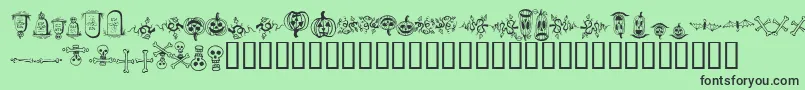 halloween borders-fontti – mustat fontit vihreällä taustalla