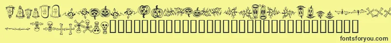 Fonte halloween borders – fontes pretas em um fundo amarelo