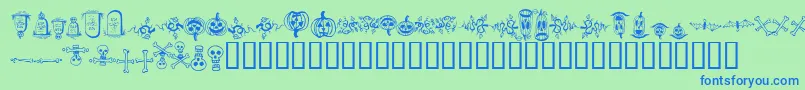 Fonte halloween borders – fontes azuis em um fundo verde