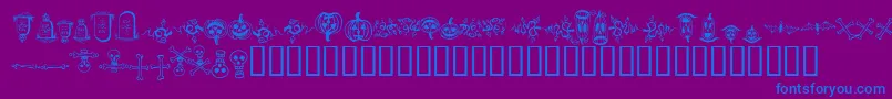 Fonte halloween borders – fontes azuis em um fundo violeta