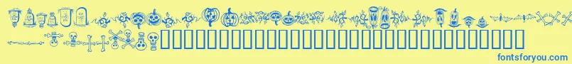 Шрифт halloween borders – синие шрифты на жёлтом фоне