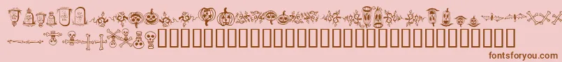 halloween borders-fontti – ruskeat fontit vaaleanpunaisella taustalla