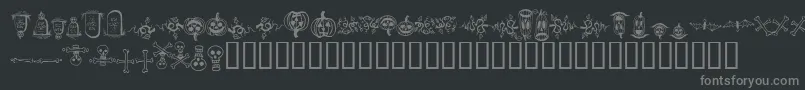 halloween borders-fontti – harmaat kirjasimet mustalla taustalla