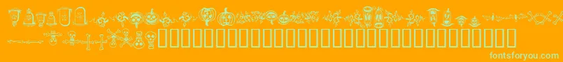 halloween borders-fontti – vihreät fontit oranssilla taustalla