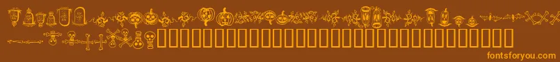 halloween borders-fontti – oranssit fontit ruskealla taustalla
