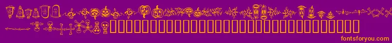 halloween borders-Schriftart – Orangefarbene Schriften auf violettem Hintergrund