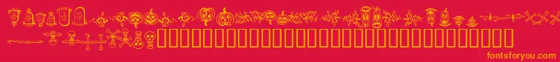 halloween borders-Schriftart – Orangefarbene Schriften auf rotem Hintergrund