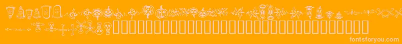 halloween borders-Schriftart – Rosa Schriften auf orangefarbenem Hintergrund