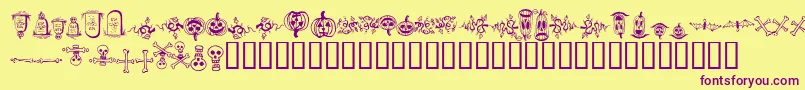 halloween borders-Schriftart – Violette Schriften auf gelbem Hintergrund