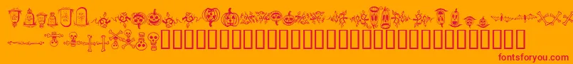 halloween borders-Schriftart – Rote Schriften auf orangefarbenem Hintergrund