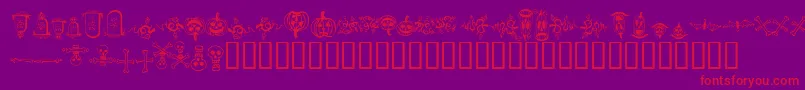 halloween borders-fontti – punaiset fontit violetilla taustalla