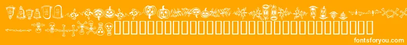 halloween borders-Schriftart – Weiße Schriften auf orangefarbenem Hintergrund