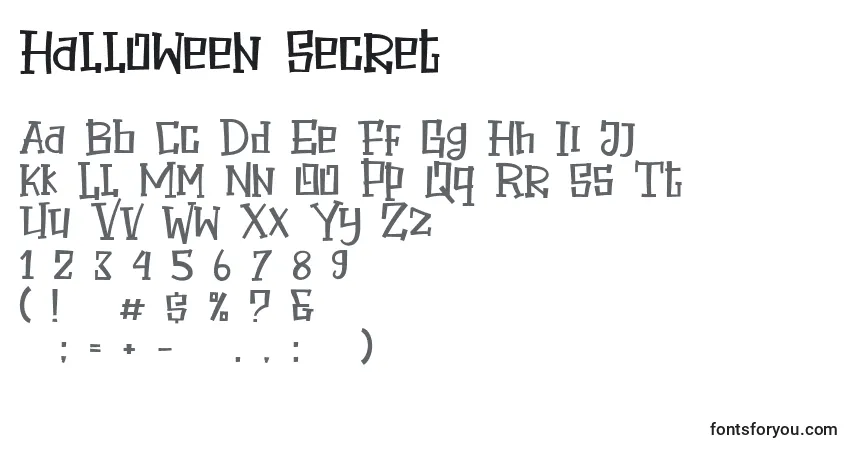 A fonte Halloween Secret (128891) – alfabeto, números, caracteres especiais