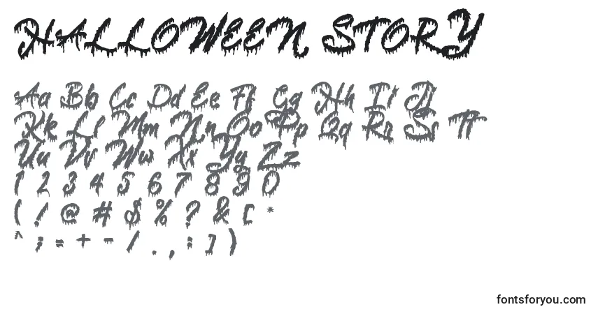 Schriftart HALLOWEEN STORY – Alphabet, Zahlen, spezielle Symbole