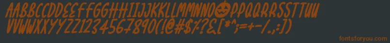 Halloween Treats Italic-Schriftart – Braune Schriften auf schwarzem Hintergrund