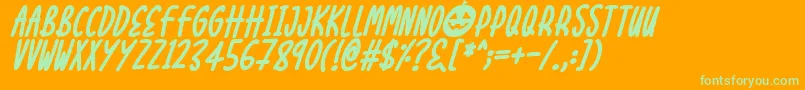 Saiba mais sobre a fonte Halloween Treats Italic Fonte Halloween Treats Italic – fontes verdes em um fundo laranja