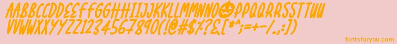 Halloween Treats Italic-Schriftart – Orangefarbene Schriften auf rosa Hintergrund