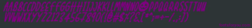Czcionka Halloween Treats Italic – fioletowe czcionki na czarnym tle