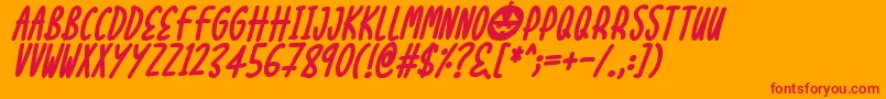 Halloween Treats Italic-Schriftart – Rote Schriften auf orangefarbenem Hintergrund