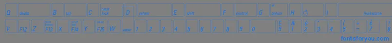 フォントKeyfontfrench – 灰色の背景に青い文字