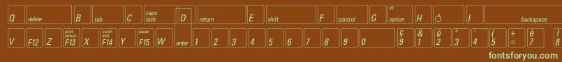 Keyfontfrench-Schriftart – Grüne Schriften auf braunem Hintergrund