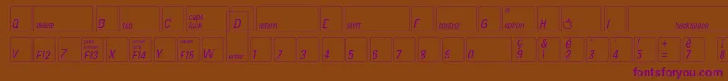 Czcionka Keyfontfrench – fioletowe czcionki na brązowym tle