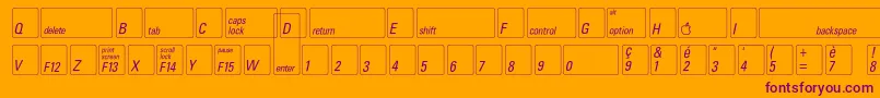Keyfontfrench-Schriftart – Violette Schriften auf orangefarbenem Hintergrund