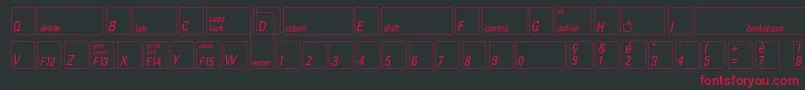 フォントKeyfontfrench – 黒い背景に赤い文字