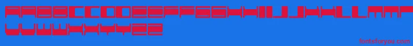 Czcionka VokerBaxerFreePromo – czerwone czcionki na niebieskim tle