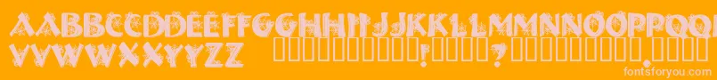 Halls   -Schriftart – Rosa Schriften auf orangefarbenem Hintergrund