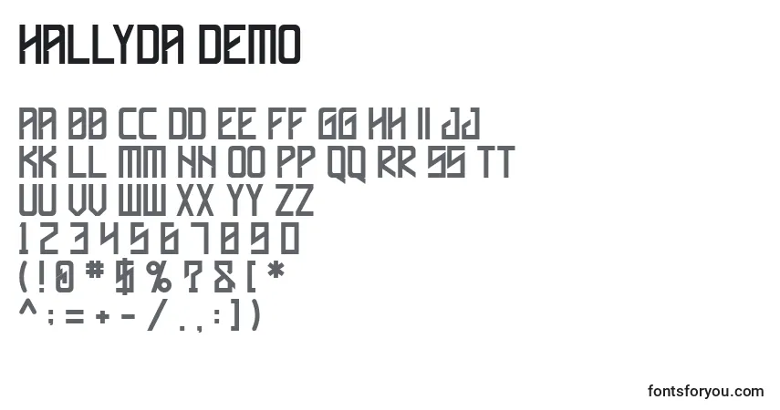 Шрифт Hallyda Demo – алфавит, цифры, специальные символы