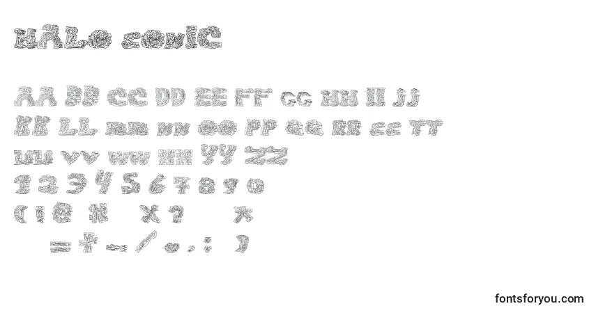 Schriftart Halo sonic – Alphabet, Zahlen, spezielle Symbole