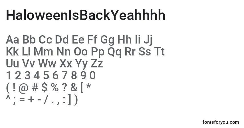 Шрифт HaloweenIsBackYeahhhh (128904) – алфавит, цифры, специальные символы